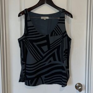 LOFT Black and Gray Patterned Top, size L